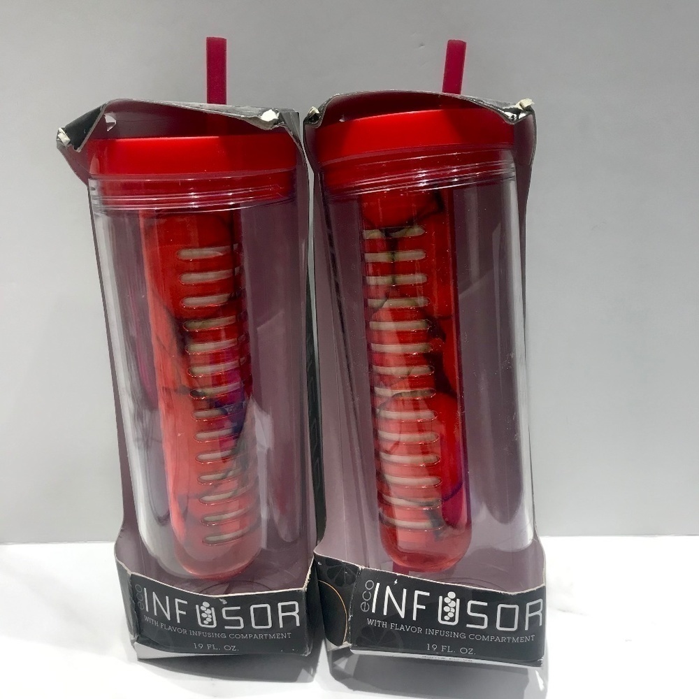 2 Smart Planet ECO Infusor Cup Red With Flavor Infusing Compartment 19FL.Oz. NIB